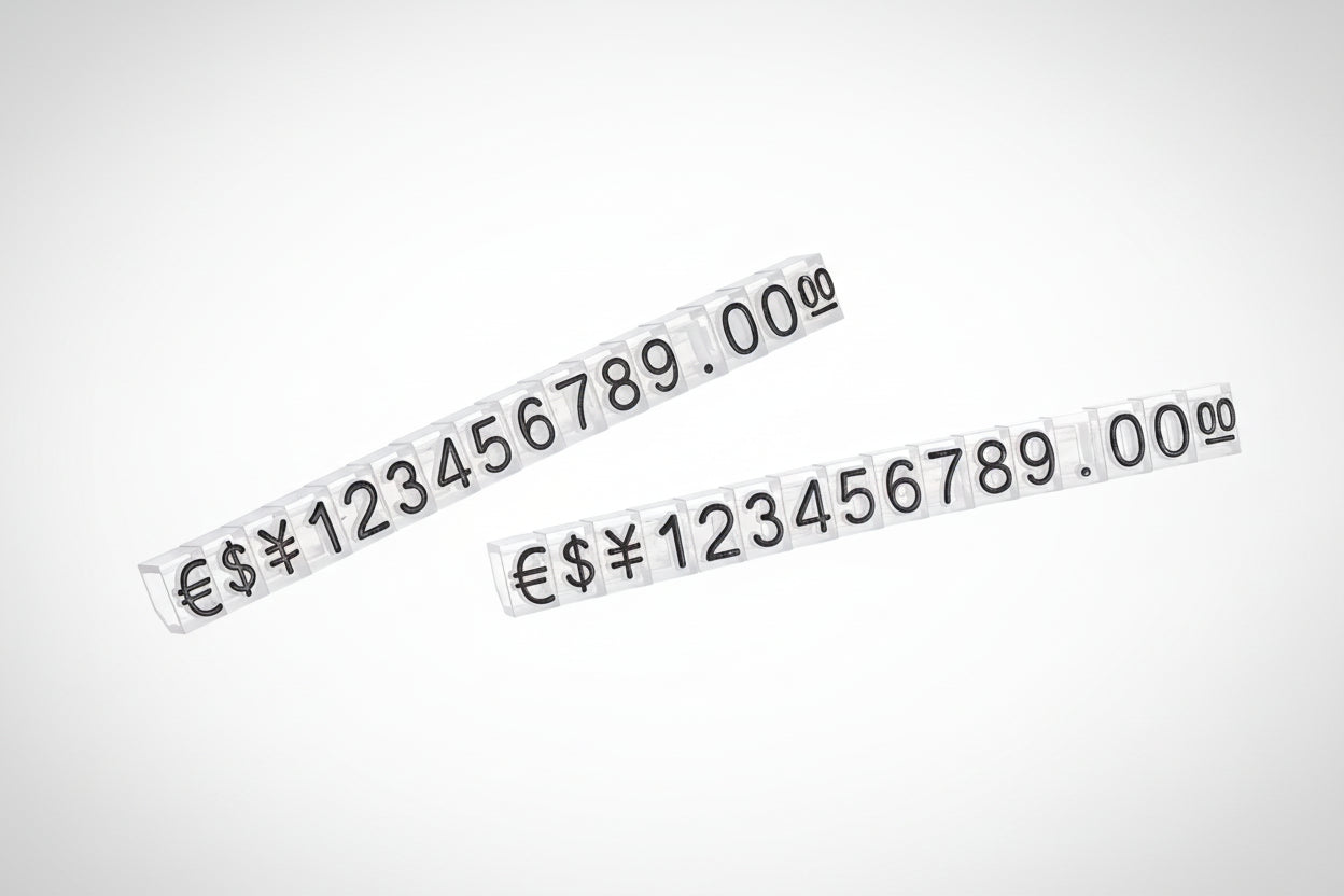 Two white number strips with black text on a white background