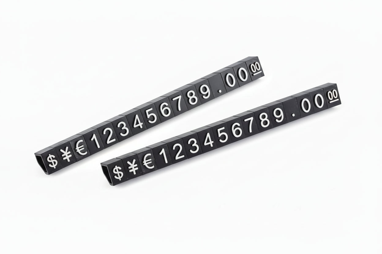 black number and symbol strips 
