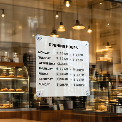 MAGNETIC OPENING HOURS BOARD